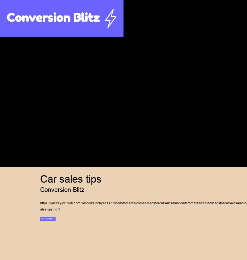 car sales tips Conversion Blitz leads for car salesman