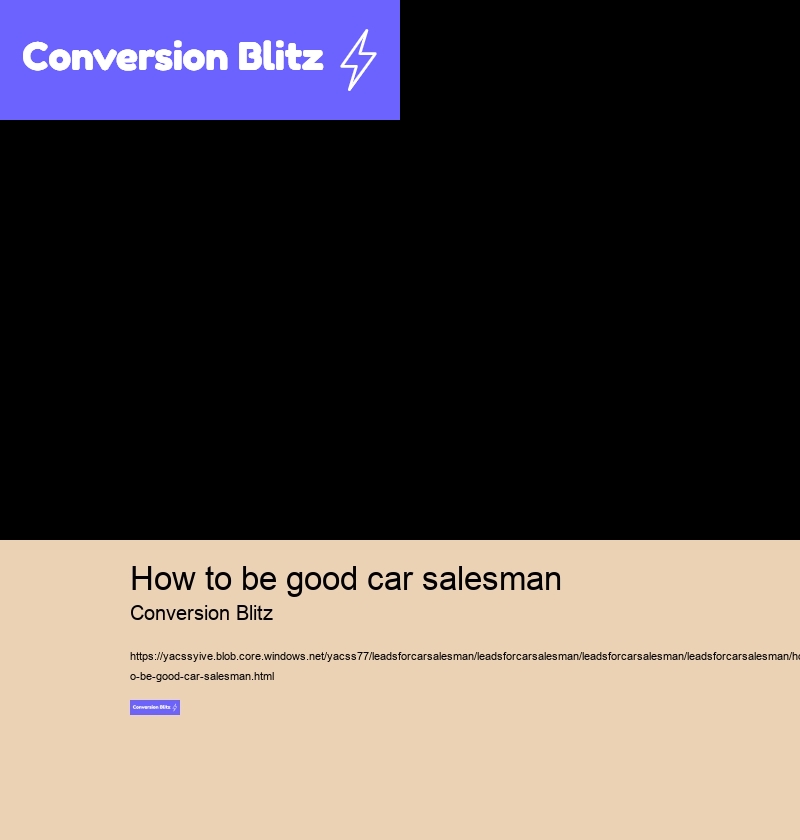 how to be good car salesman Conversion Blitz leads for car salesman
